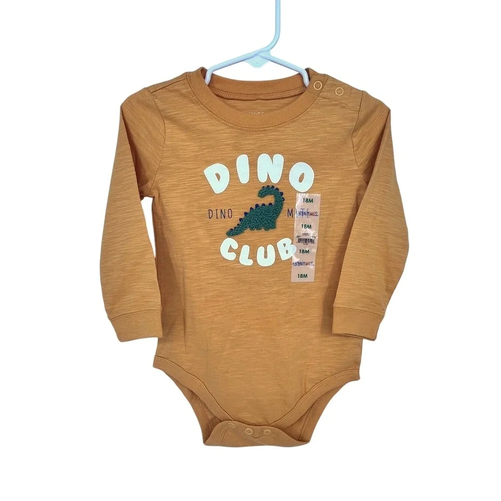Garanimals Bodysuit Shorts Set Boys 18M Yellow Green Dino Club Fall NEW